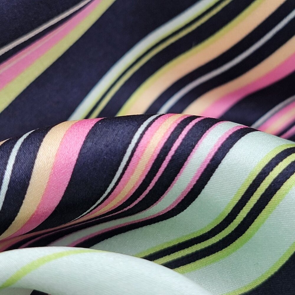 Striped 100% Silk Scarf With Fringe By Talbots Multicolor Stripes